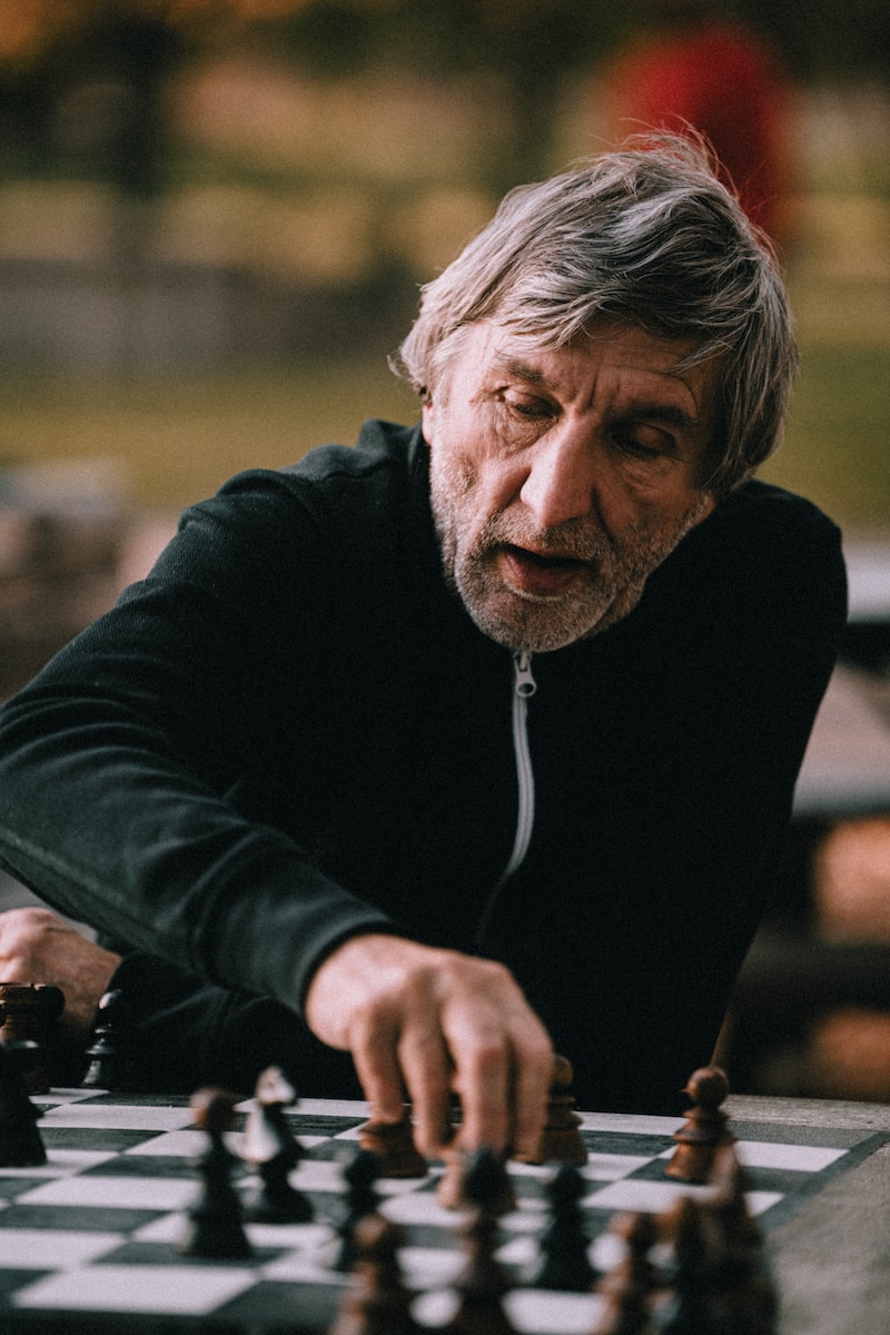 a man playing chess