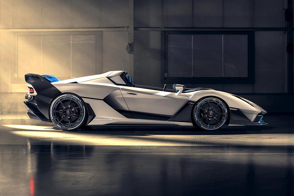Offener flacher Rennbolide von Lamborghini