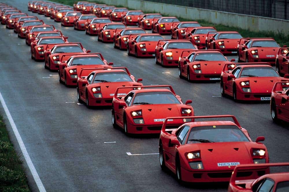 Ein Ferrari F40-Treffen des Ferrari Club Deutschland im Jahre 1992